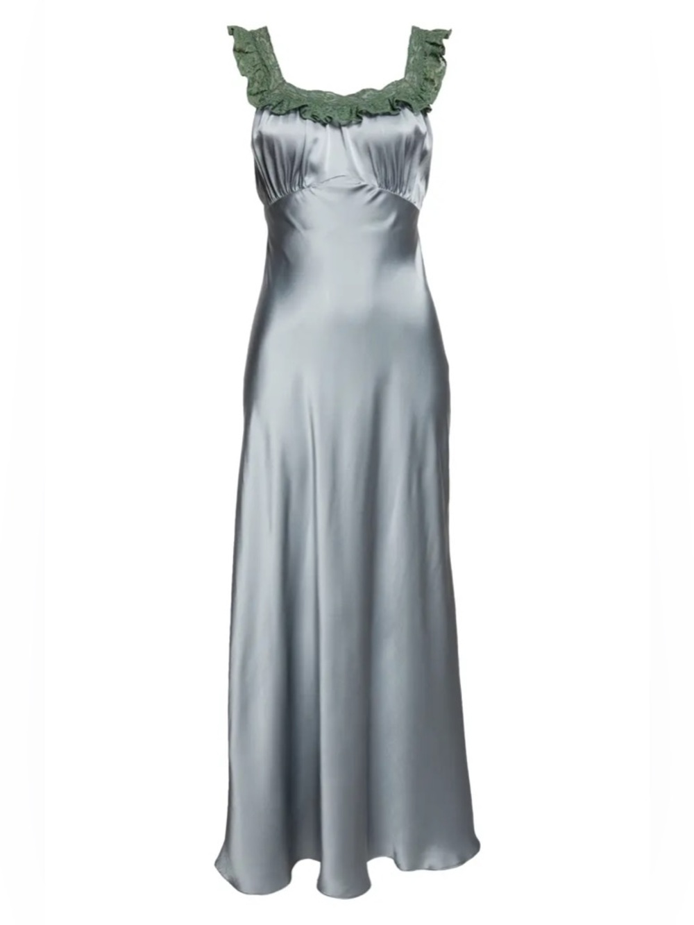 ❌❌ CHLOE LACE TRIMMED SILK SATIN MAXI DRESS IN ICE BLUE AND EMERALD GREEN